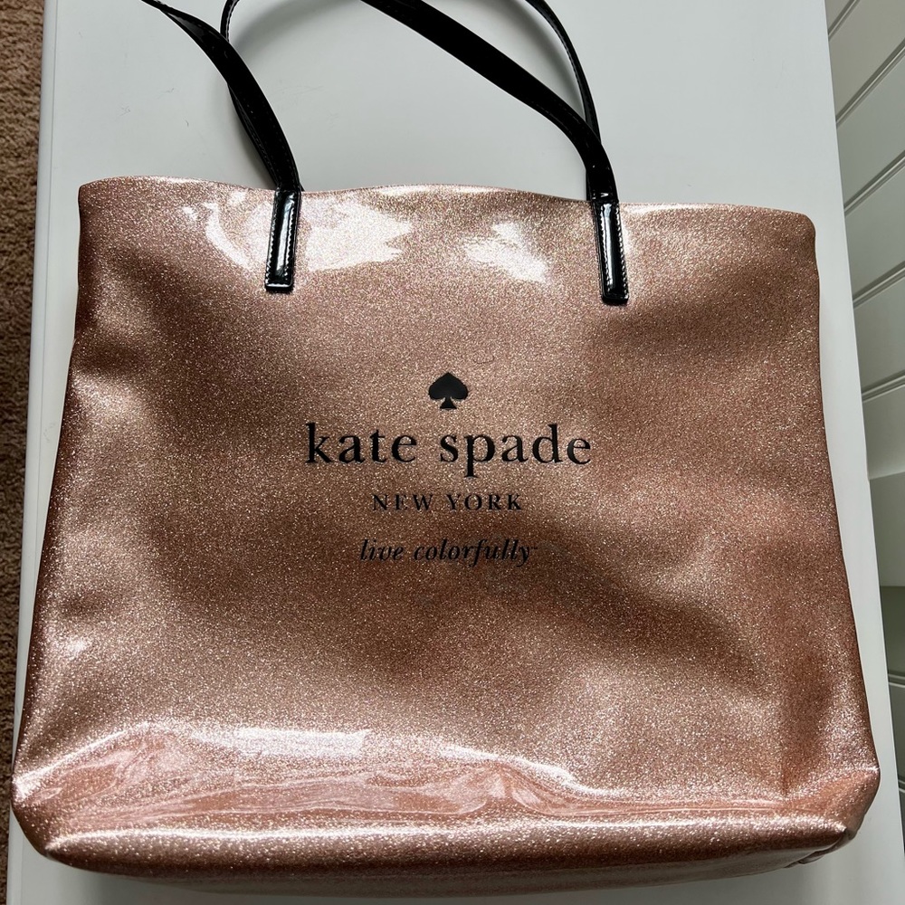Kate spade rose gold glitter tote